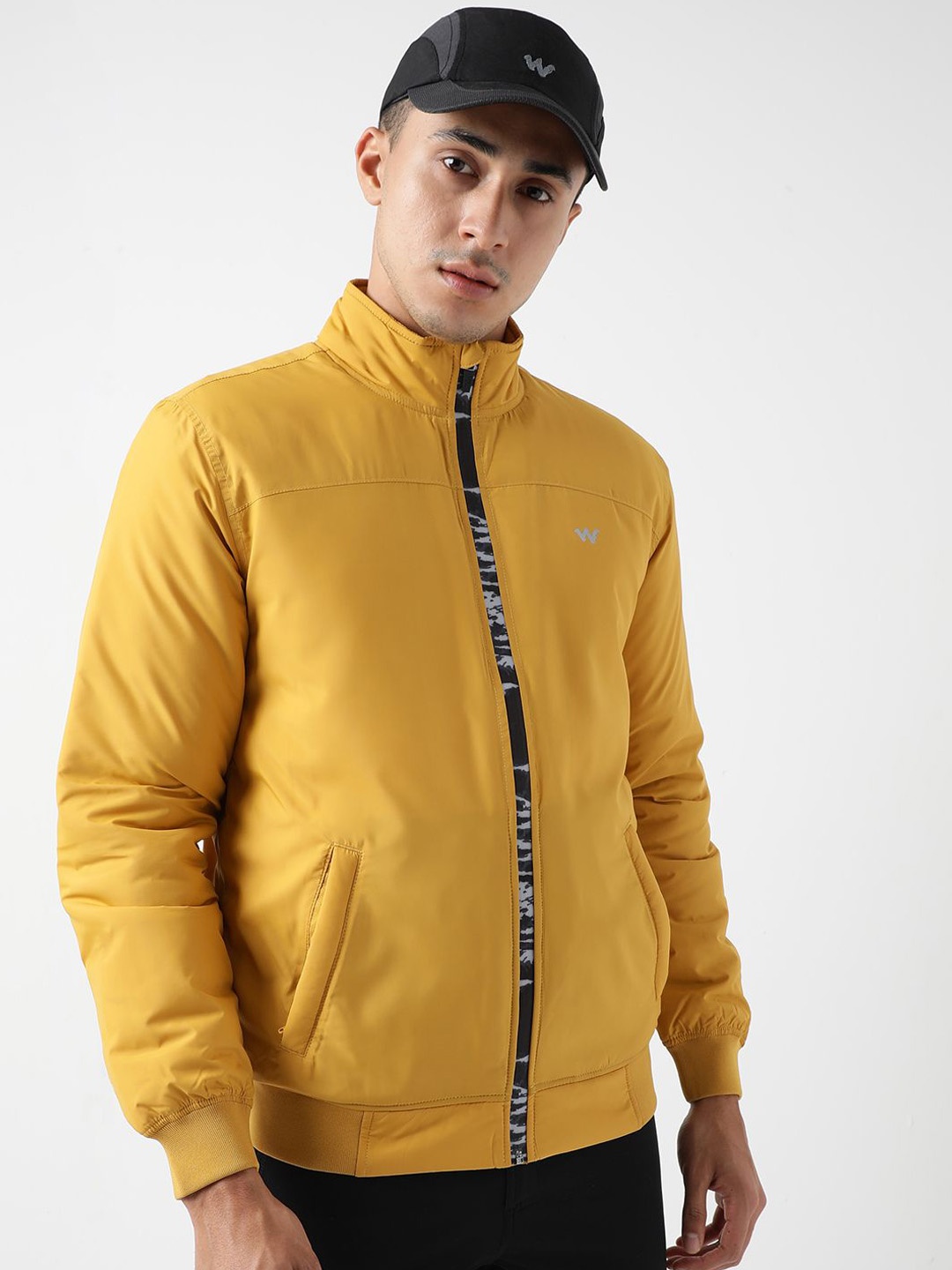 

Wildcraft Men Mock Collar Solid Casual Bomber Lightweight Jacket, Yellow