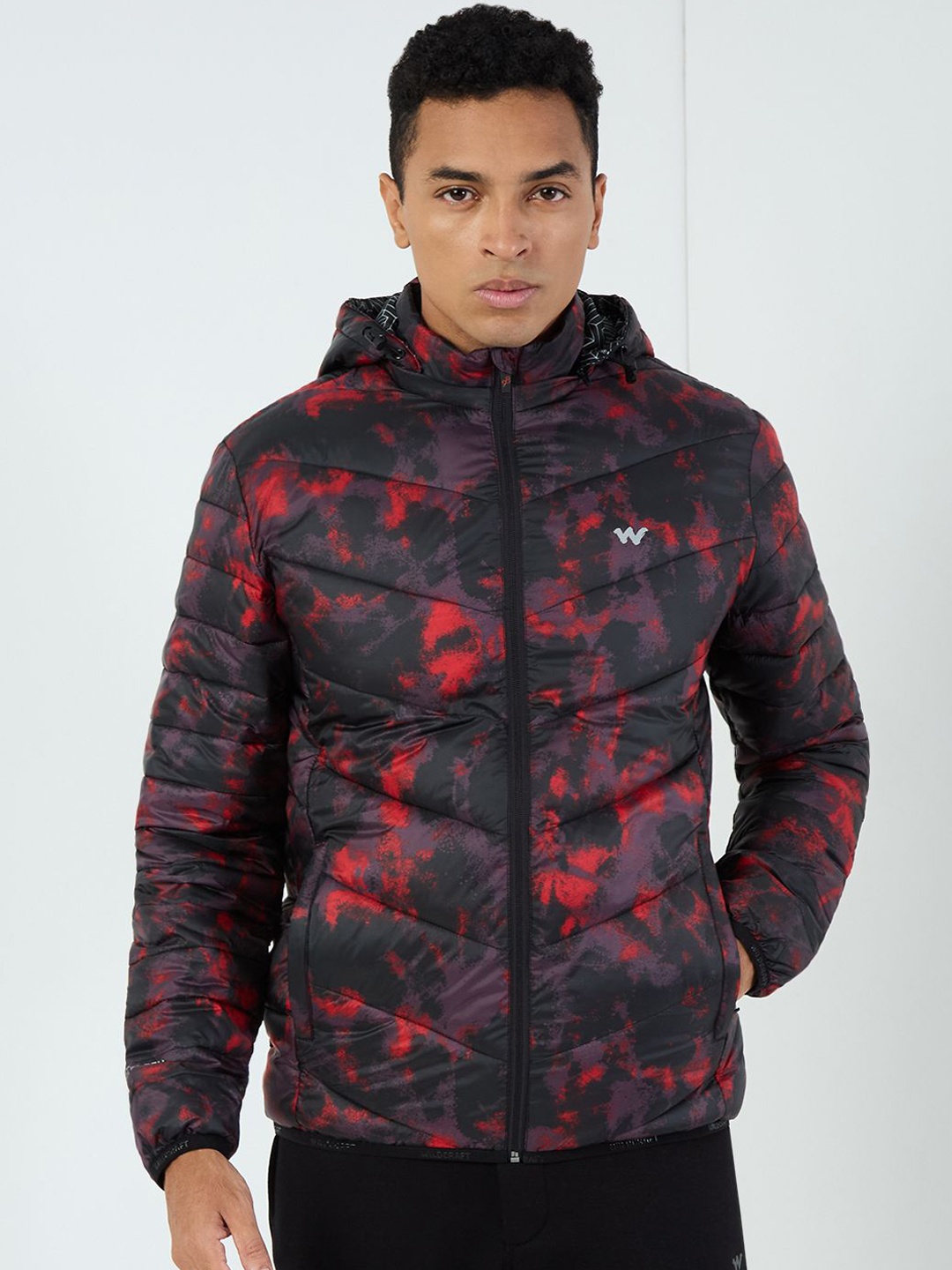 

Wildcraft Men Hooded Abstract Printed Casual Puffer Lightweight Jacket, Purple