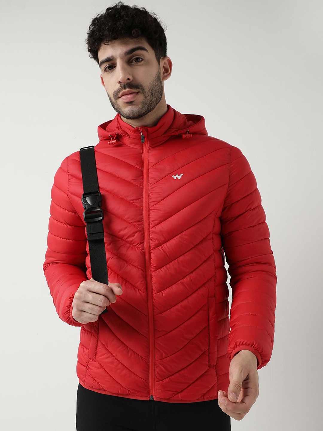 

Wildcraft Men Hooded Solid Casual Puffer Lightweight Jacket, Red