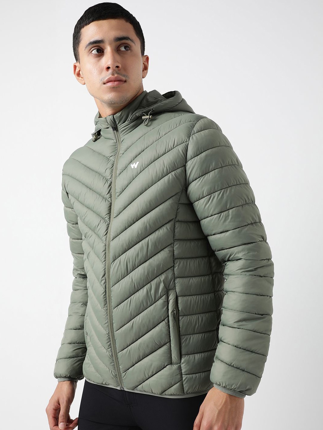 

Wildcraft Men Hooded Solid Casual Puffer Lightweight Jacket, Olive