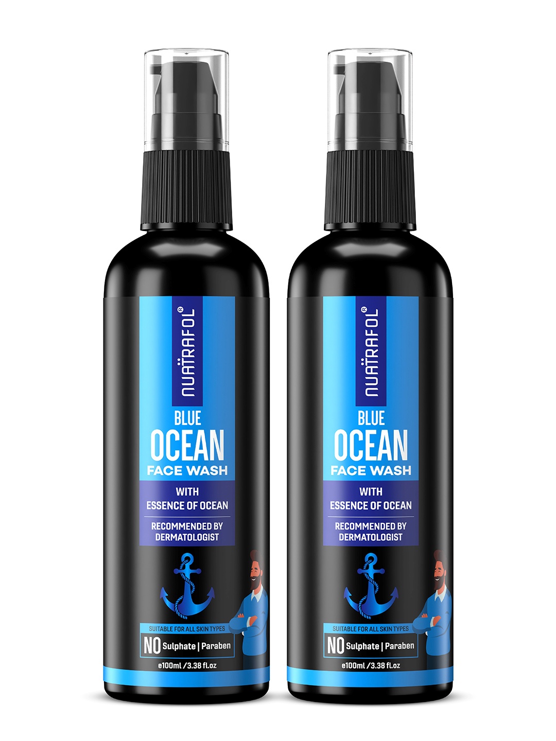 

NUATRAFOL Blue Ocean Men Set Of 2 Facial Cleanser With Salicylic Acid - 100 ml Each