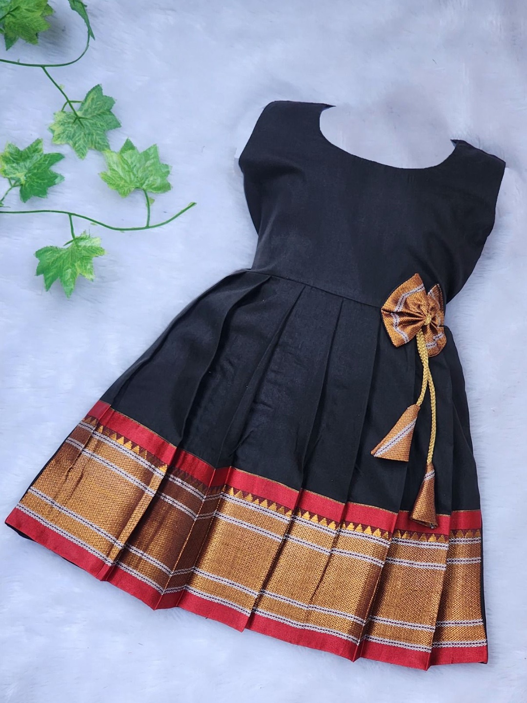 

BAESD Infant Girls Cotton Round Neck Sleeveless Maxi Ethnic Dress, Black