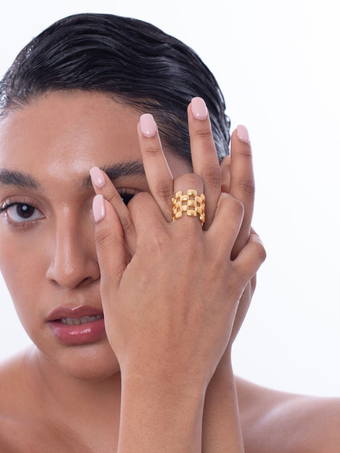 

Ethnic Andaz Gold-Plated Cutout Adjustable Finger Ring