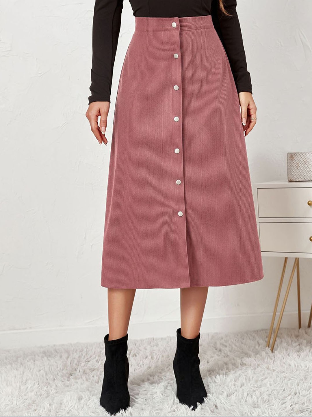 

StyleCast x Revolte Women A-Line Midi Skirt, Rust