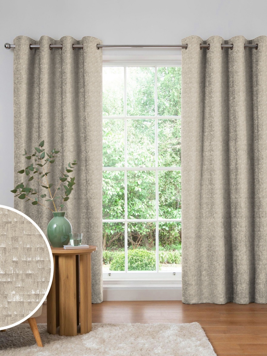 

Nefertiti Home Brown 2 Pieces Self Design Black Out Door Curtains