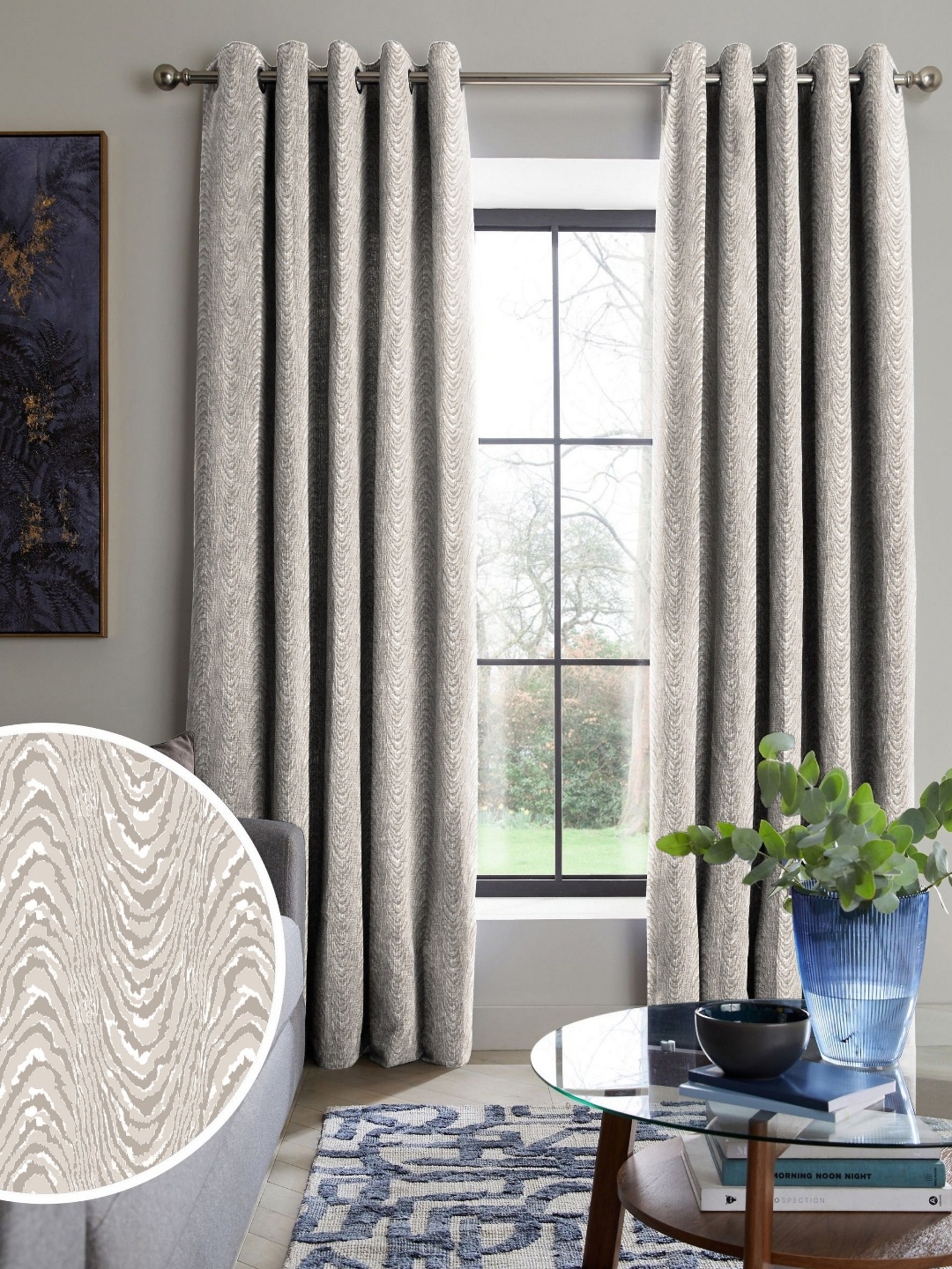 

Nefertiti Home Beige 2 Pieces Self Design Black Out Door Curtains