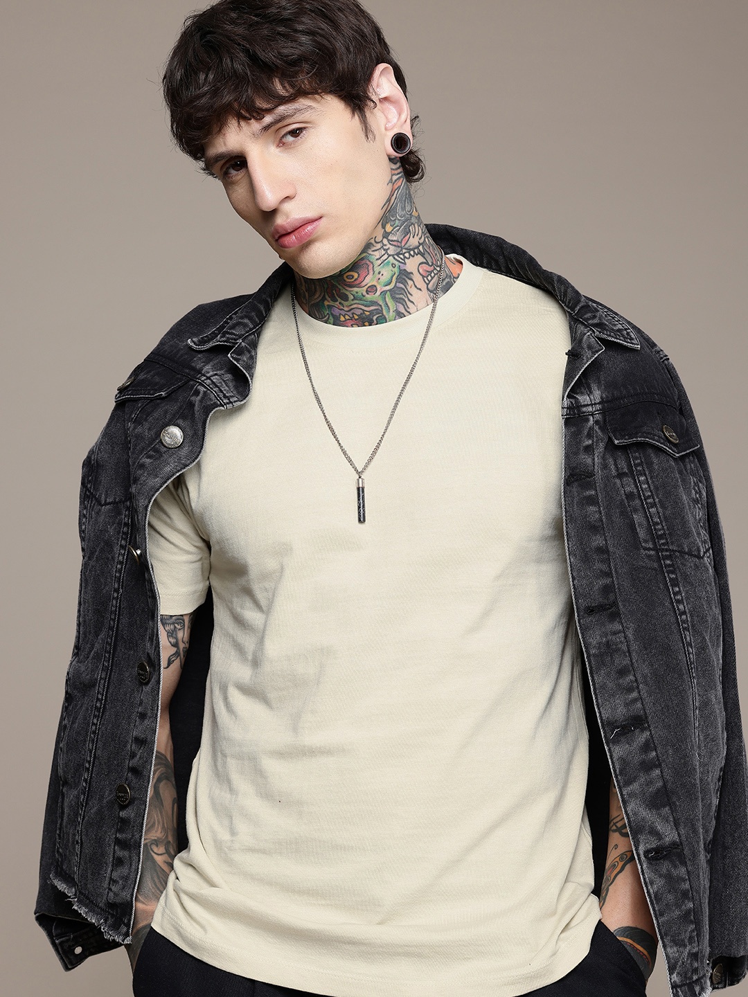 

The Roadster Life Co. Pure Cotton Relaxed Fit T-shirt, Beige