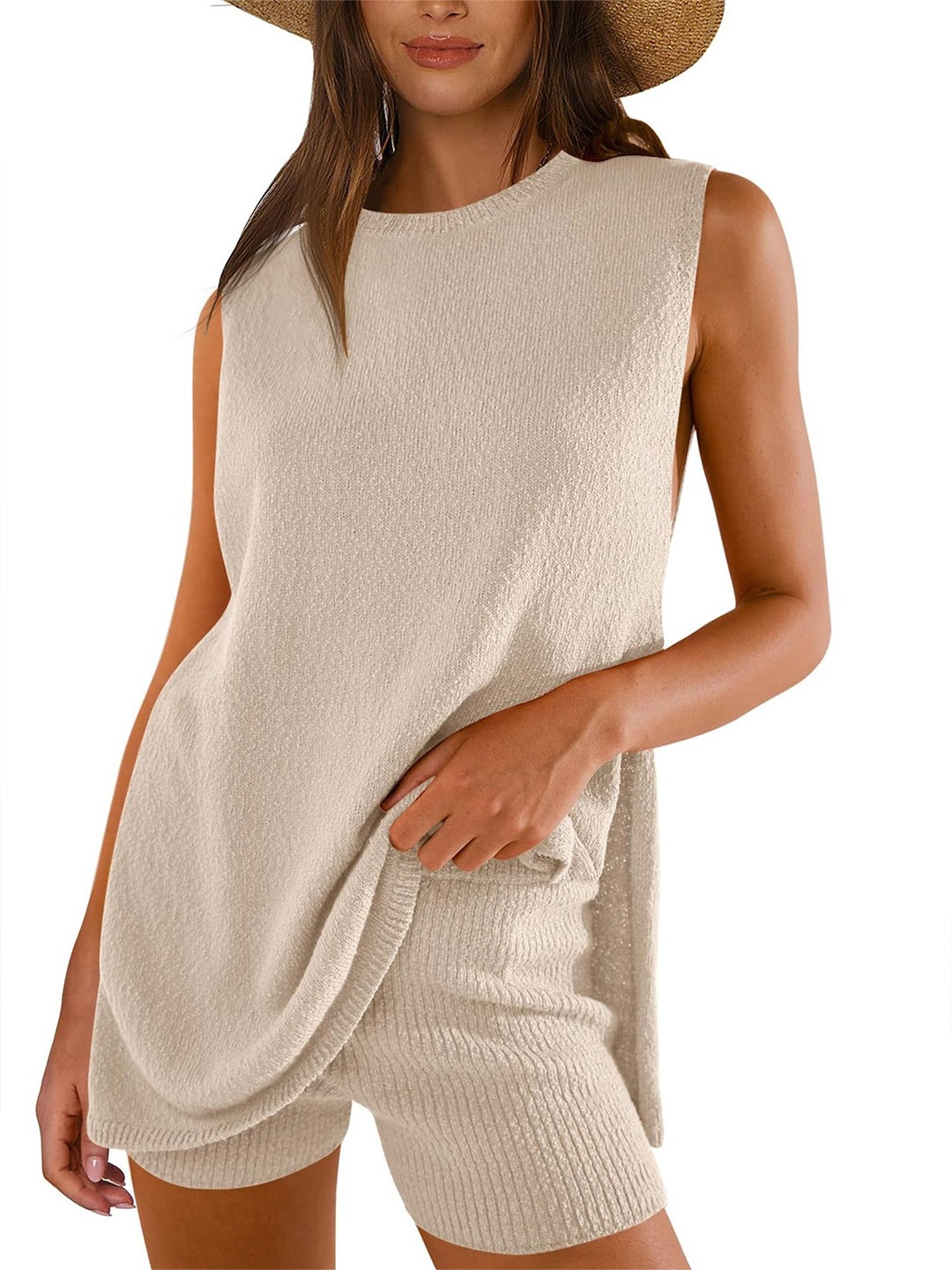 

StyleCast x Revolte Round Neck Top with Shorts, Beige