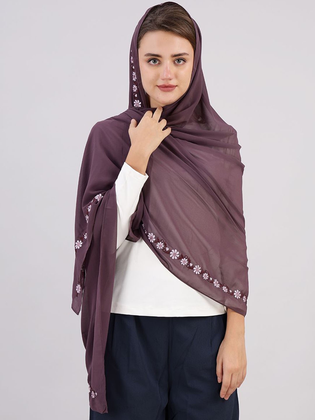 

IDH London Women Embroidered Hijab Burqa, Purple