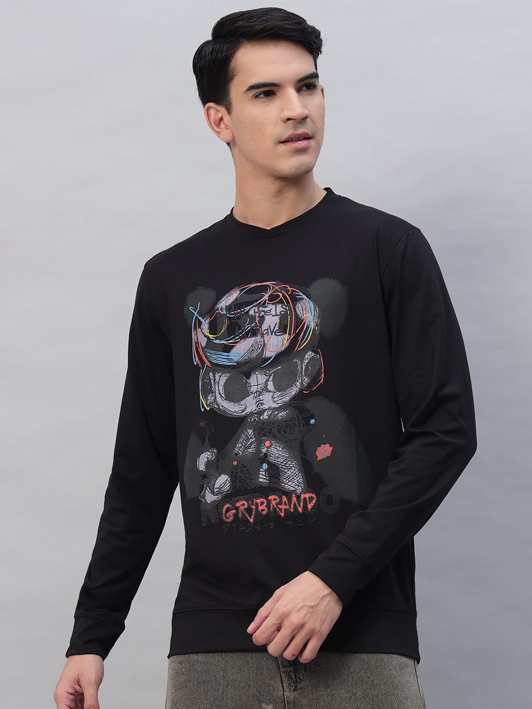 

PROFY Men Printed Sweatshirt, Black