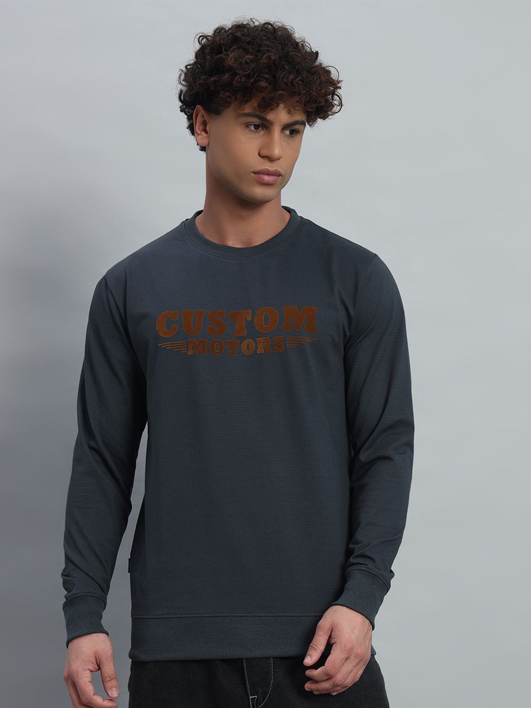 

PROFY Men Printed Sweatshirt, Grey melange