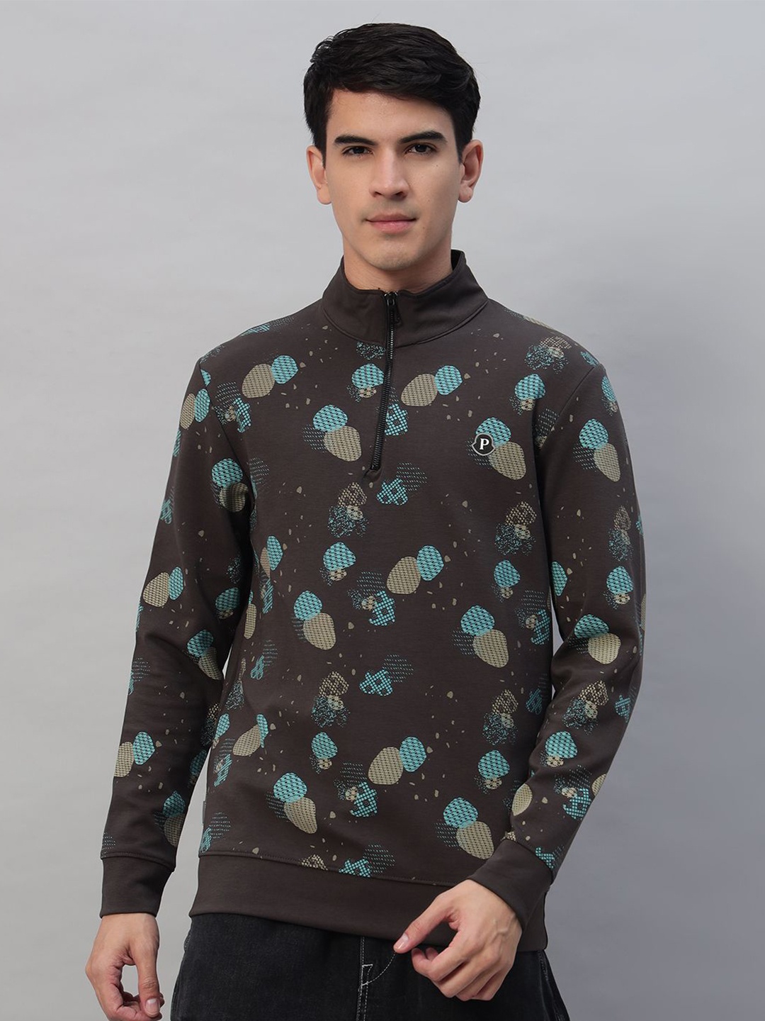 

PROFY Men Printed Sweatshirt, Coffee brown