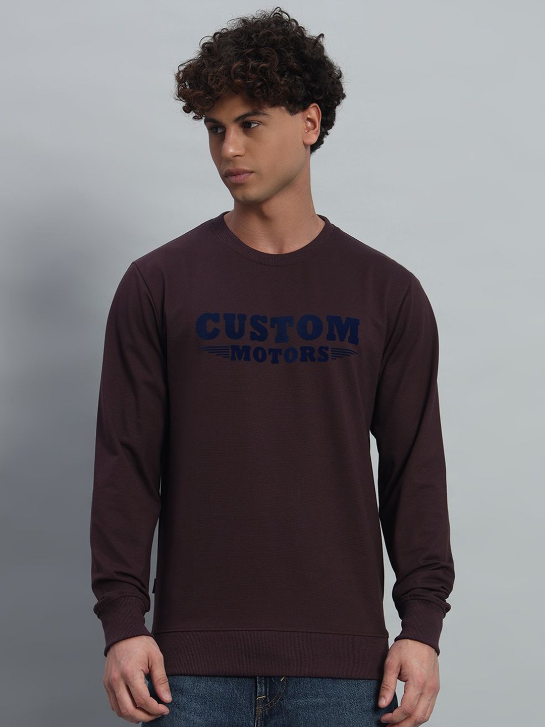 

PROFY Men Printed Sweatshirt, Maroon