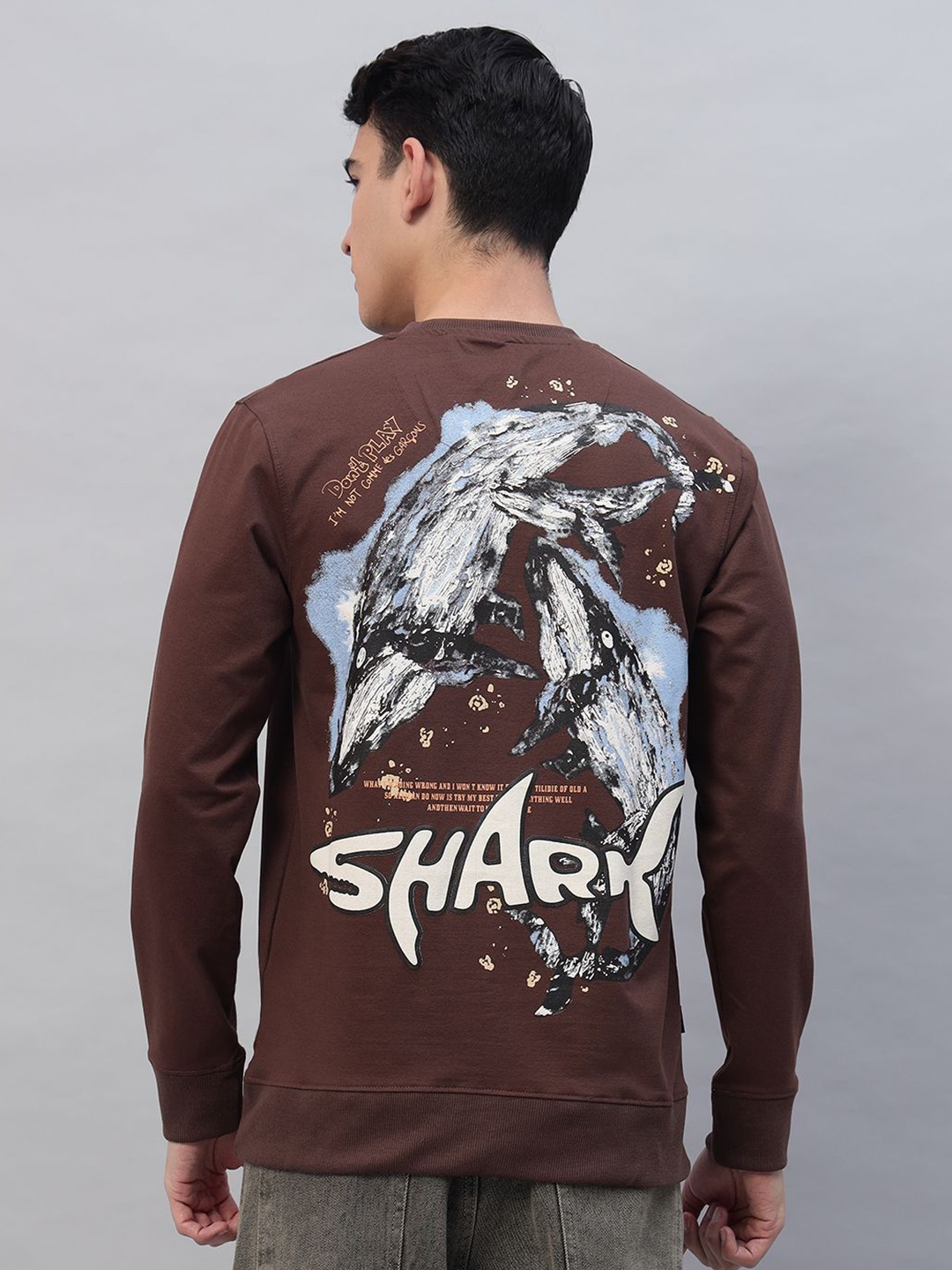 

PROFY Men Printed Sweatshirt, Brown