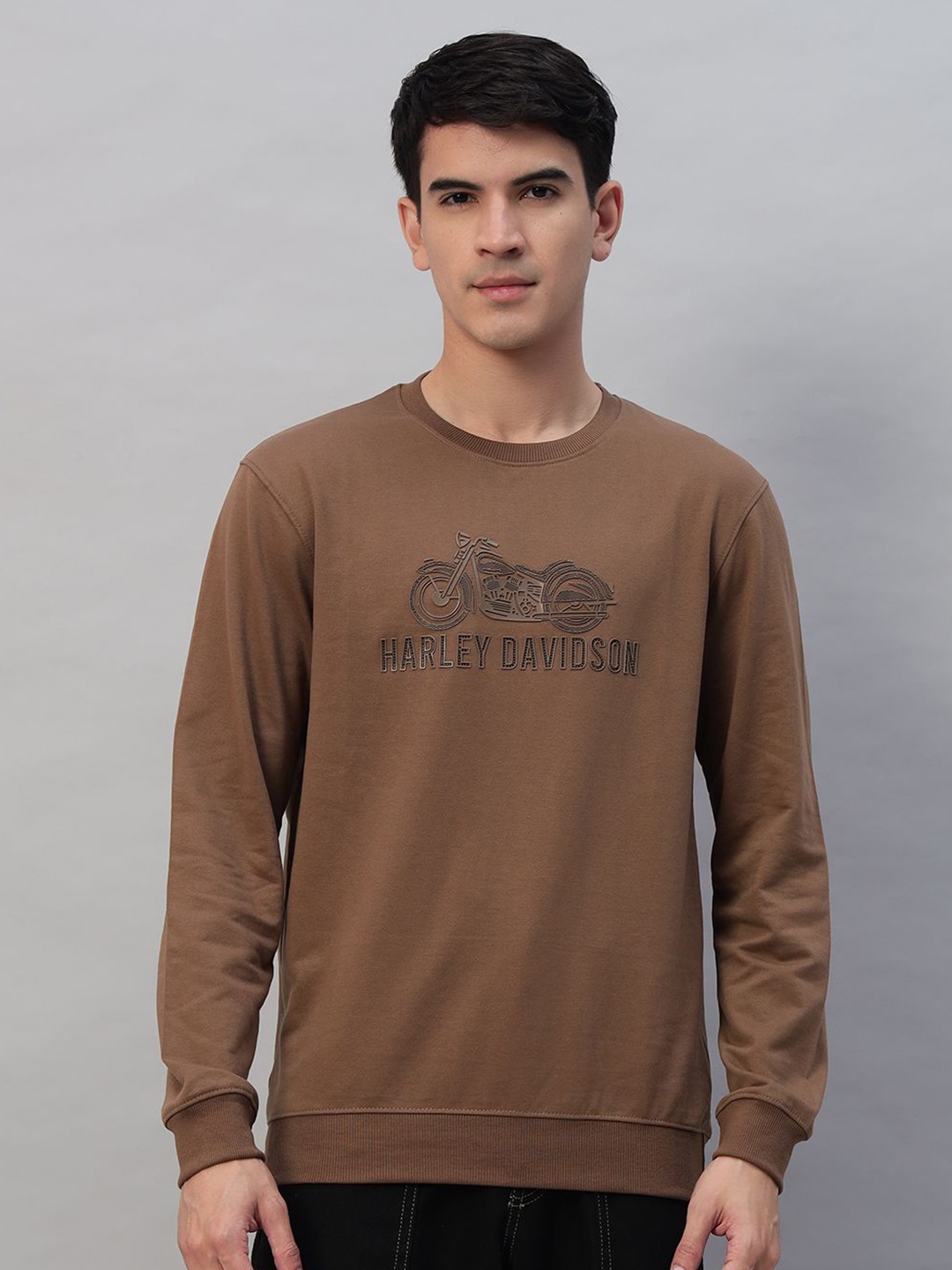 

PROFY Men Printed Sweatshirt, Brown