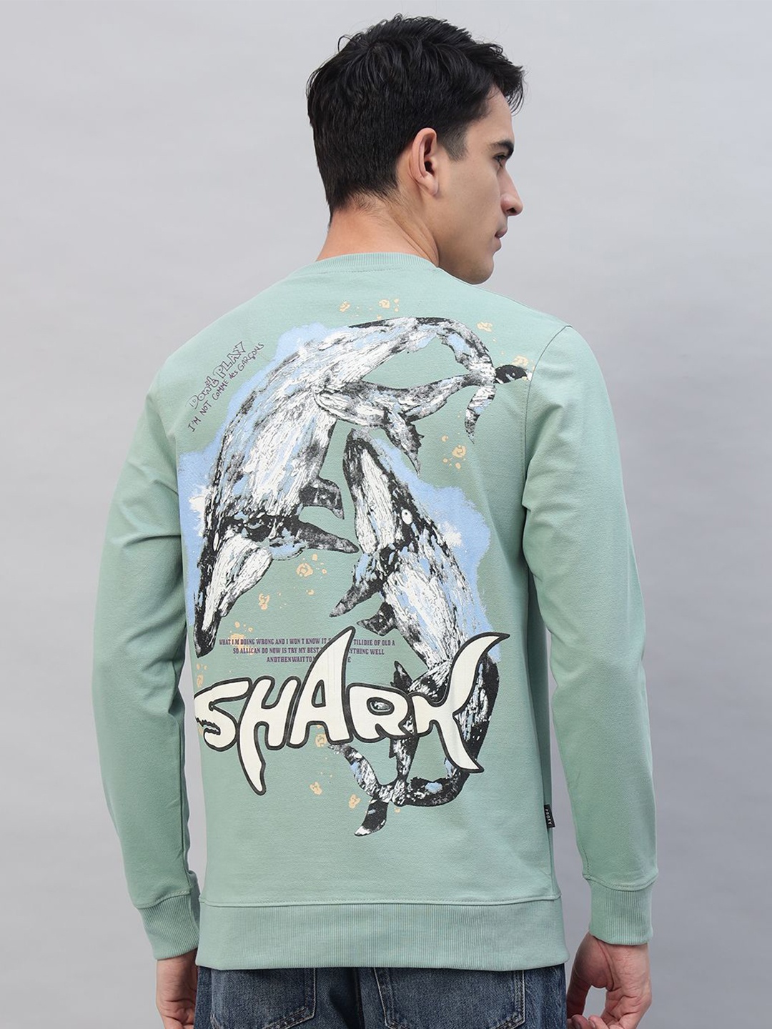 

PROFY Men Printed Sweatshirt, Sea green