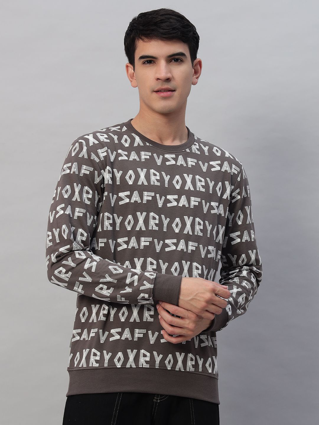 

PROFY Men Printed Sweatshirt, Olive