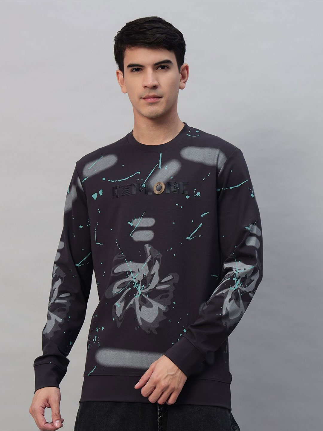 

PROFY Men Printed Sweatshirt, Grey