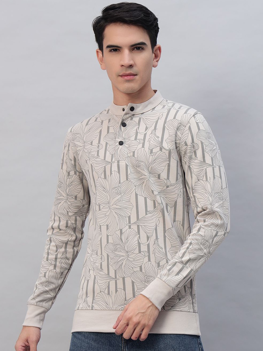 

PROFY Men Printed Sweatshirt, Grey
