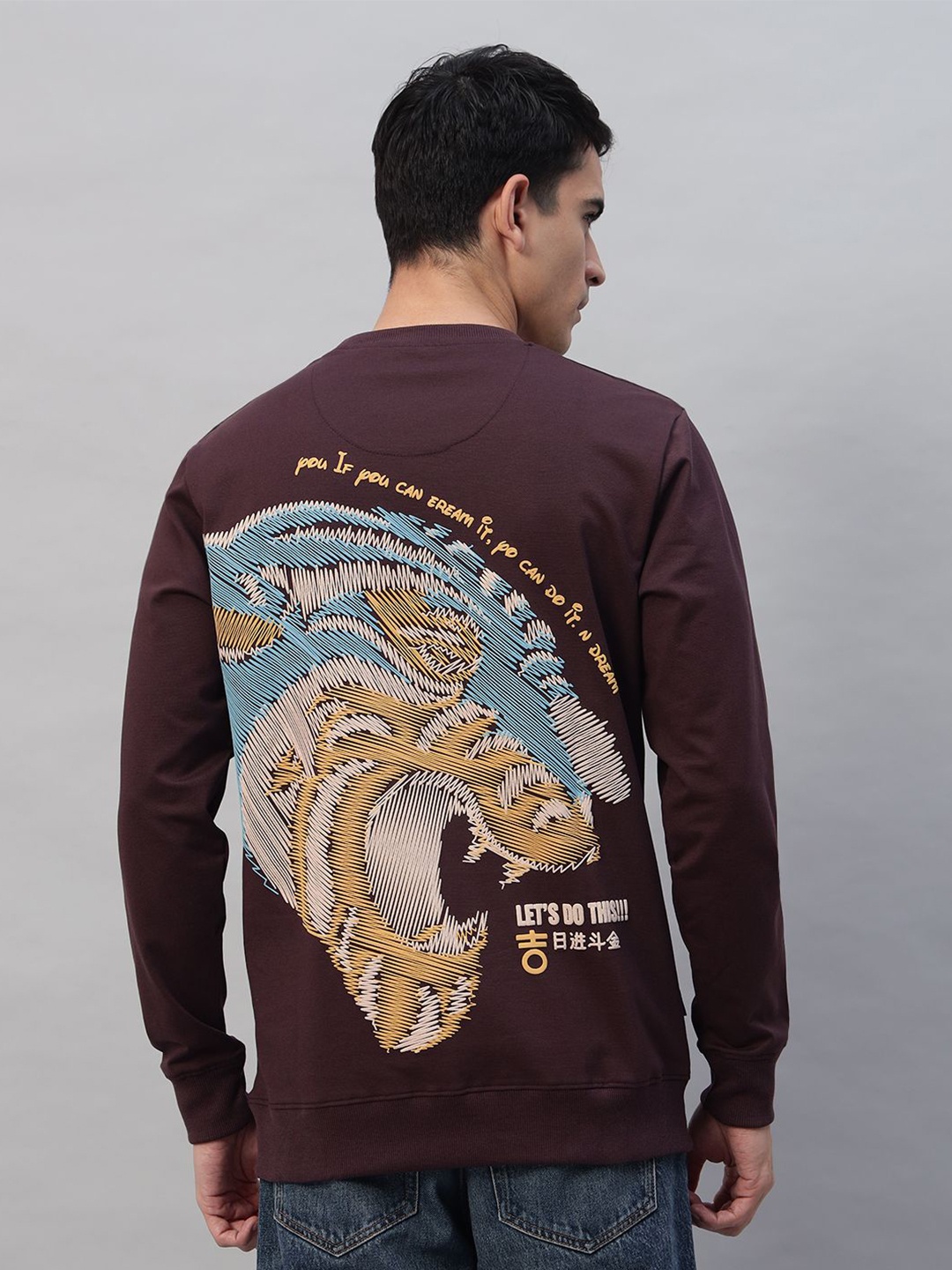 

PROFY Men Printed Sweatshirt, Maroon