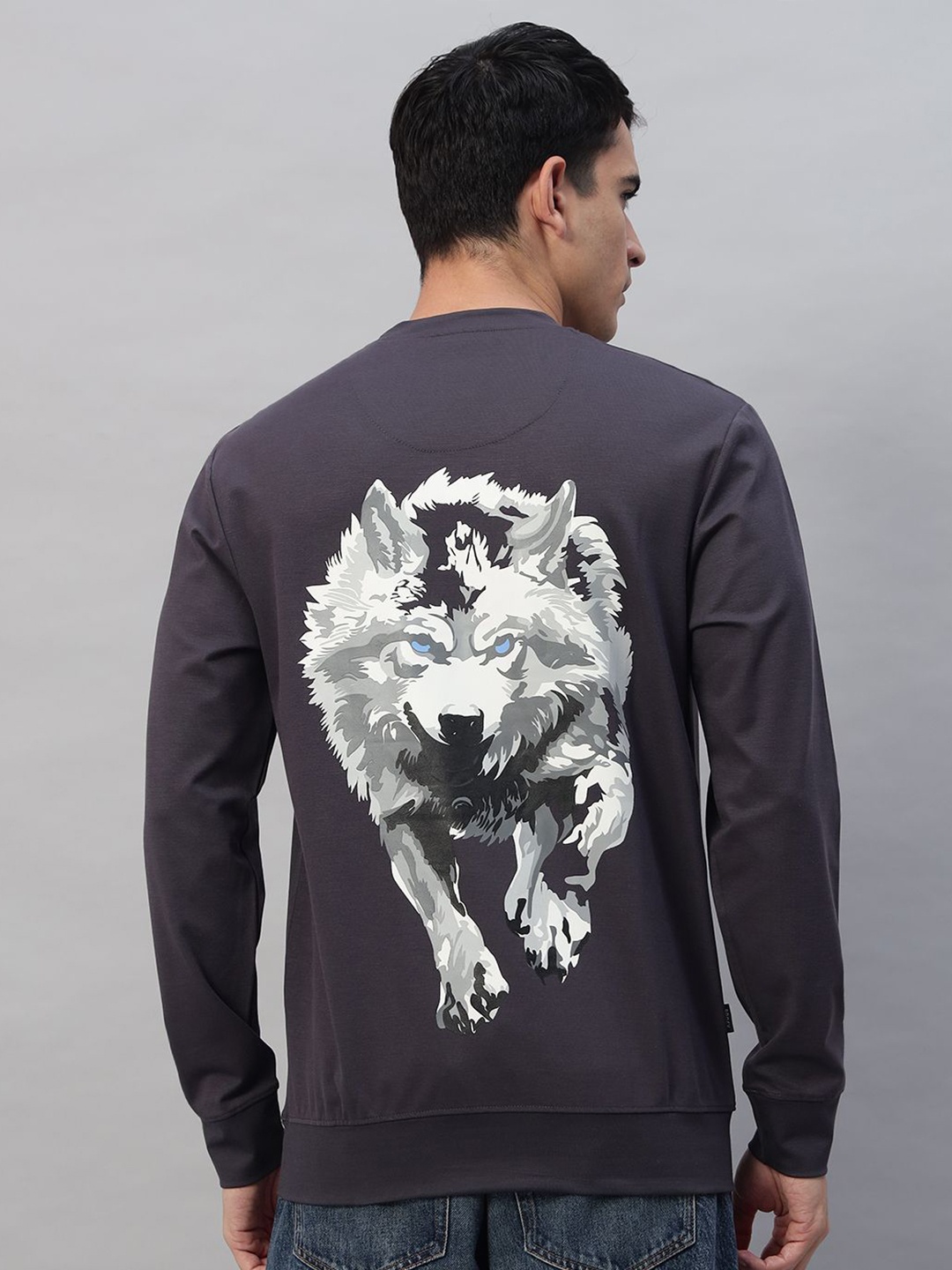 

PROFY Men Printed Sweatshirt, Charcoal