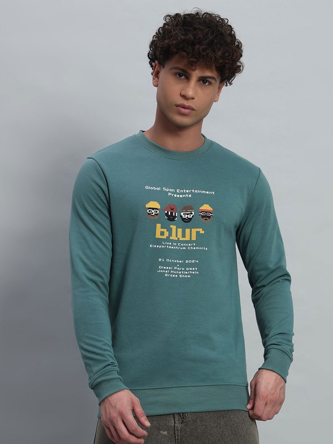 

PROFY Men Printed Sweatshirt, Green