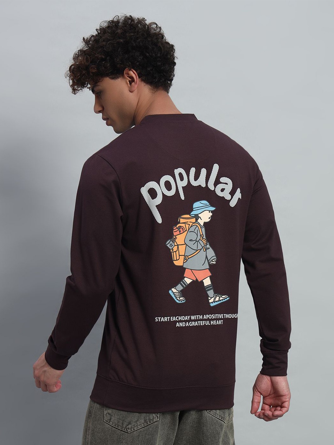 

PROFY Men Printed Sweatshirt, Maroon