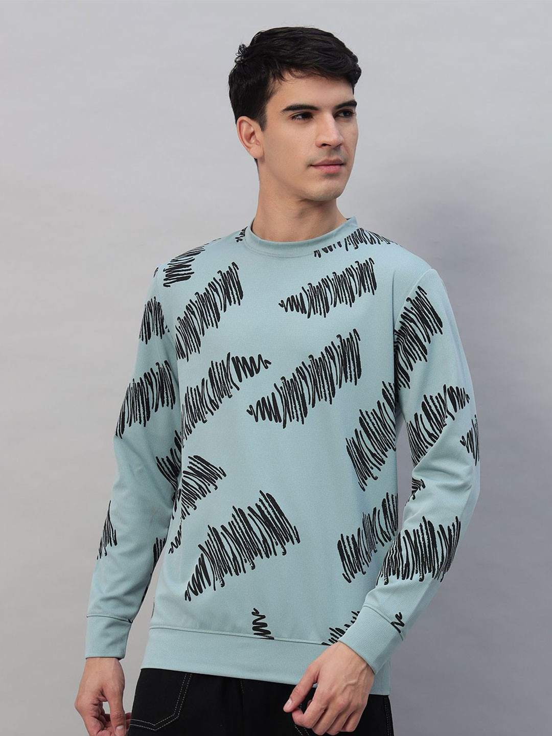 

PROFY Men Printed Sweatshirt, Blue
