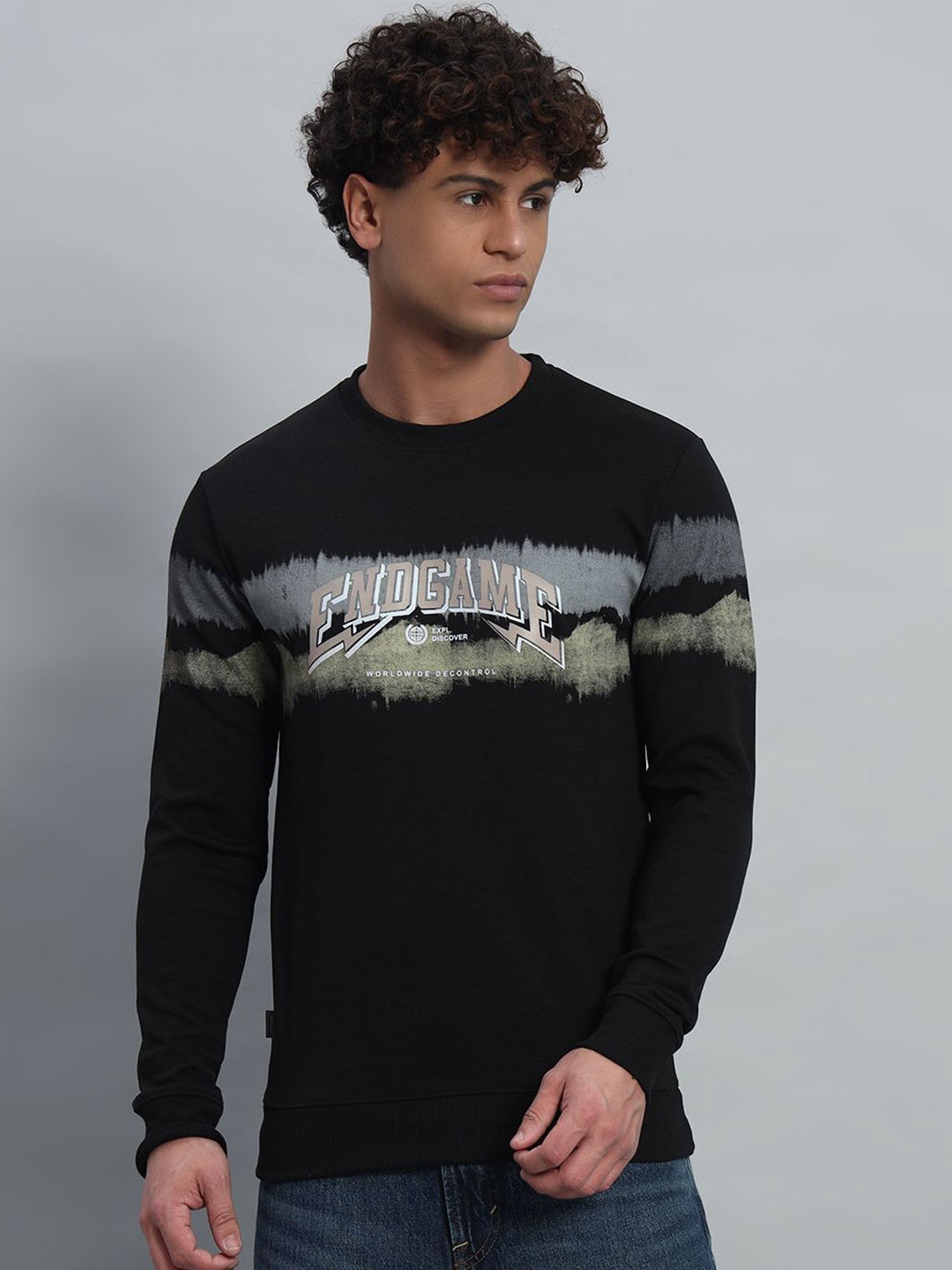 

PROFY Men Printed Sweatshirt, Black