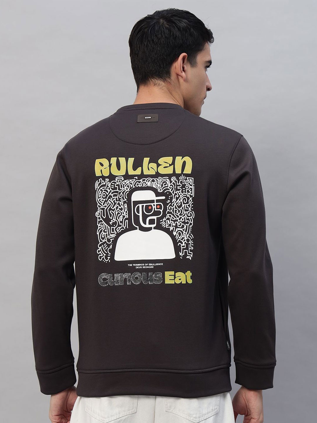 

PROFY Men Printed Sweatshirt, Grey melange