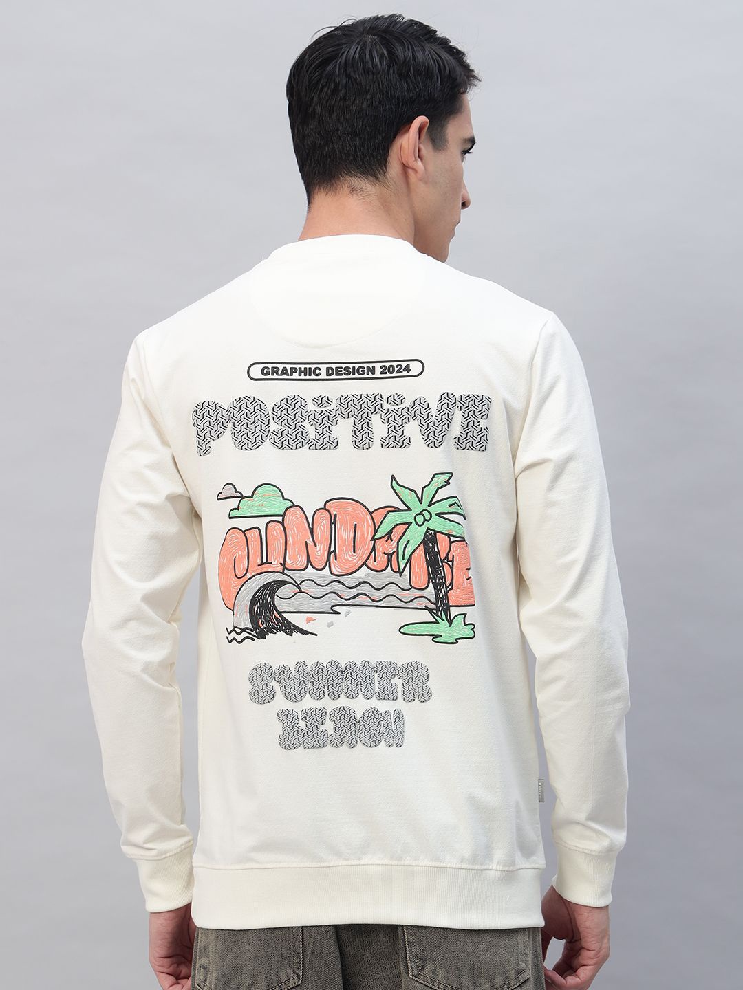 

PROFY Men Printed Sweatshirt, Off white