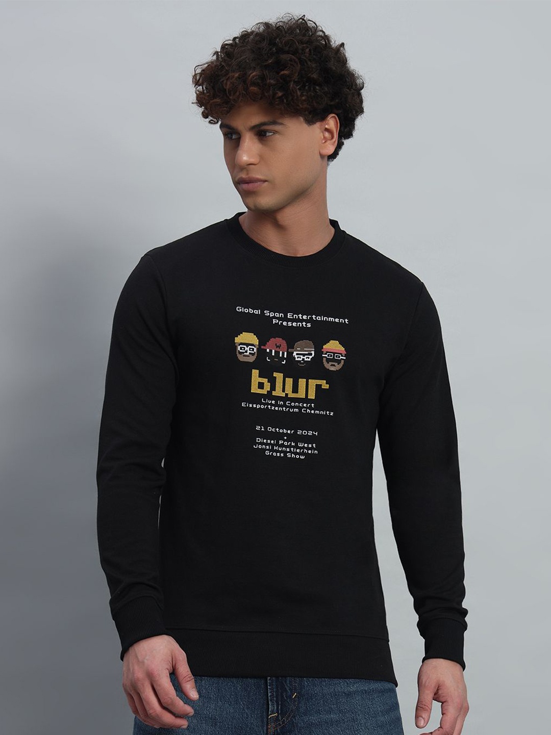 

PROFY Men Printed Sweatshirt, Black