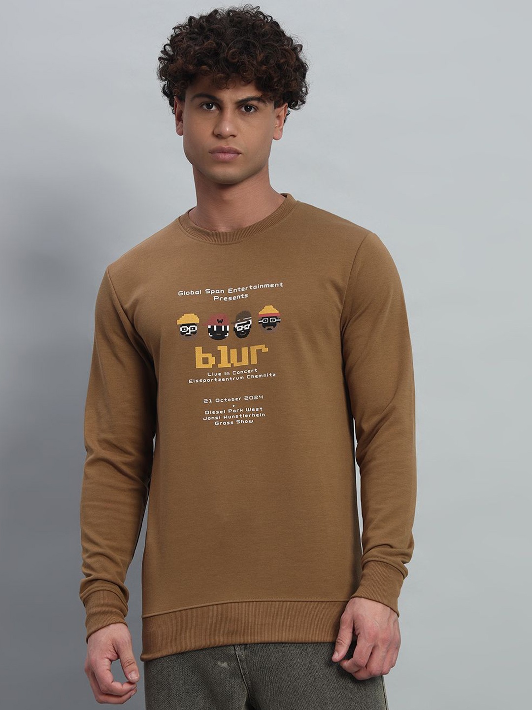 

PROFY Men Printed Sweatshirt, Khaki