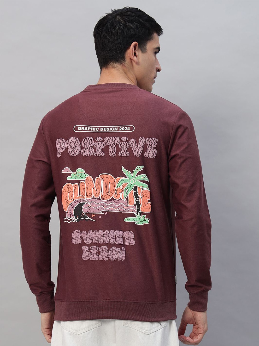 

PROFY Men Printed Sweatshirt, Maroon