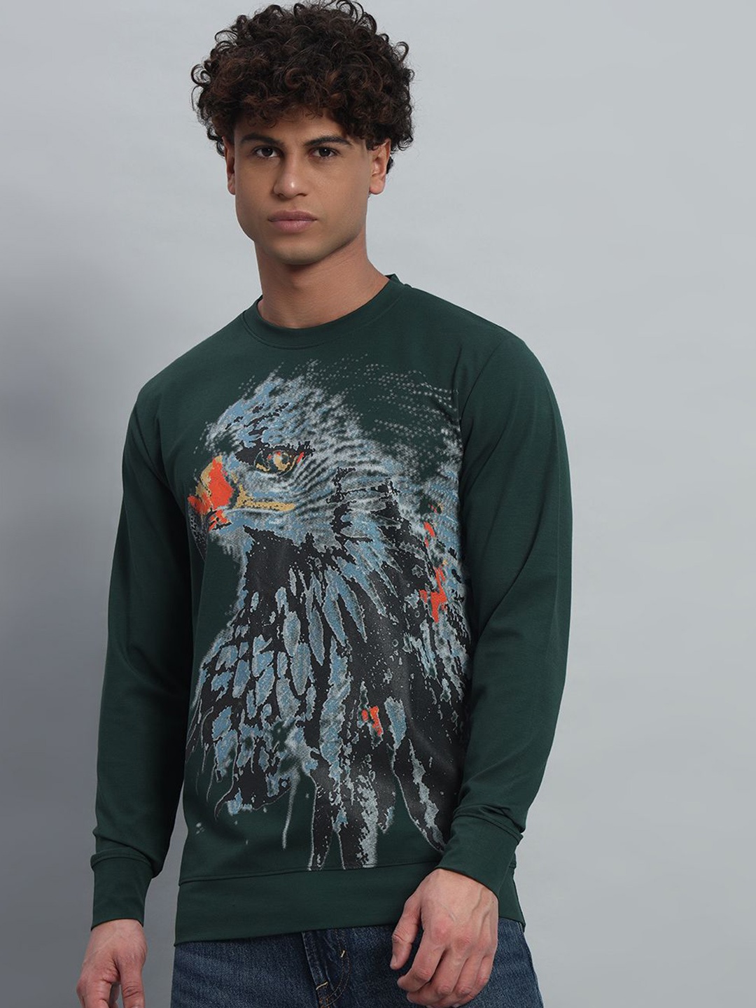

PROFY Men Printed Sweatshirt, Green