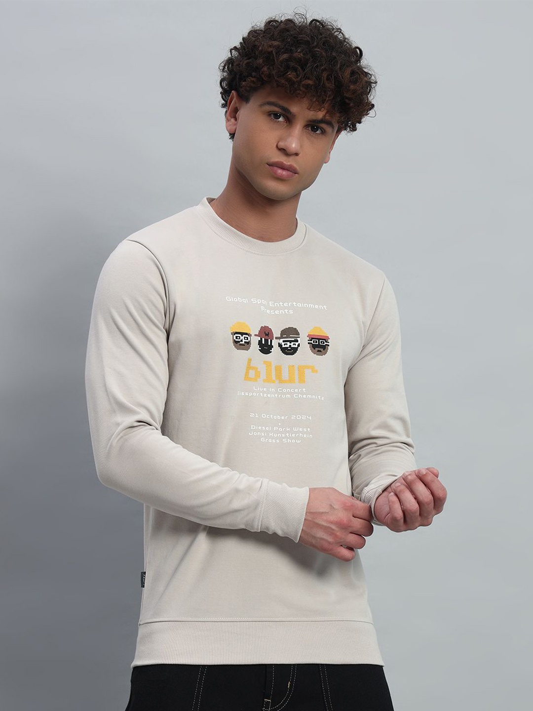 

PROFY Men Printed Sweatshirt, Grey