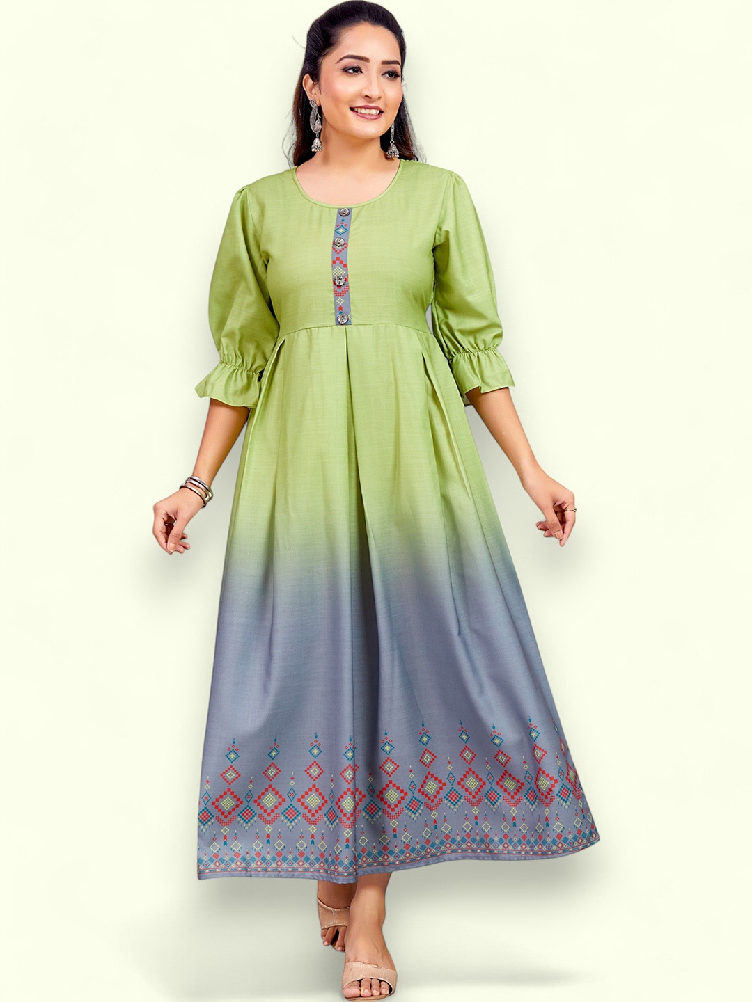 

PAMPER YOURSELF Women Floral Printed Floral Anarkali Kurta, Green