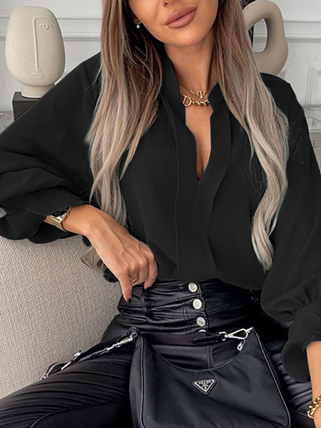 

StyleCast x Revolte Women Opaque Casual Shirt, Black
