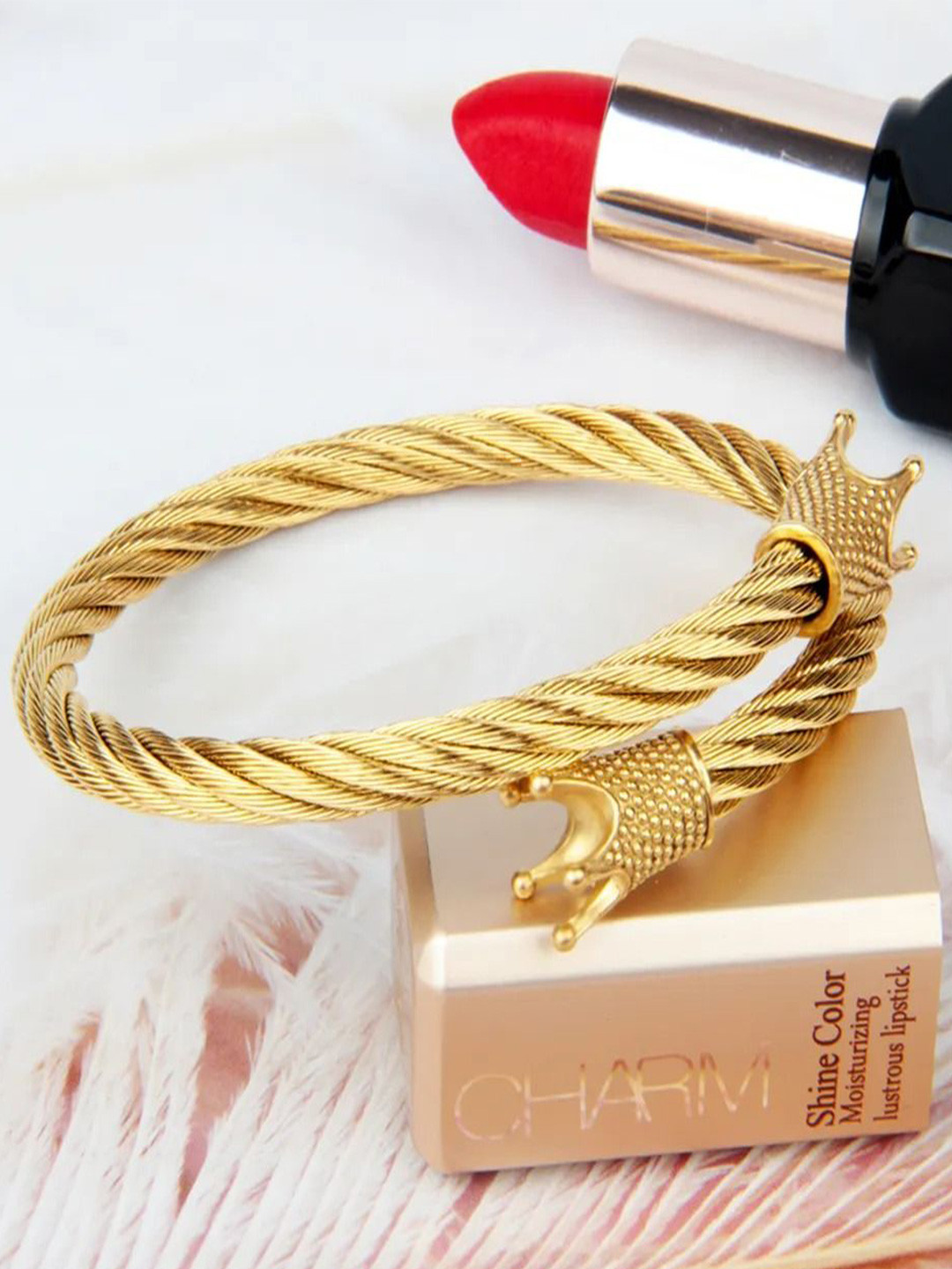

The Roadster Lifestyle Co Men Gold-Plated Anti Tarnish Kada Bracelet