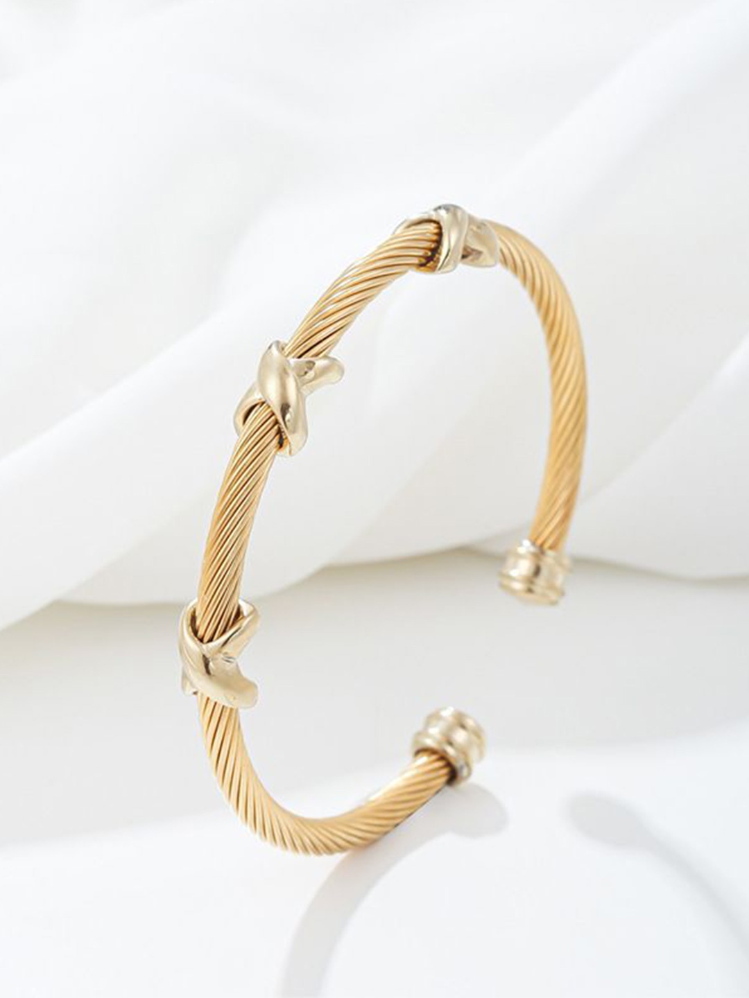 

The Roadster Lifestyle Co Men Gold-Plated Anti Tarnish Adjustable Cuff Bracelet