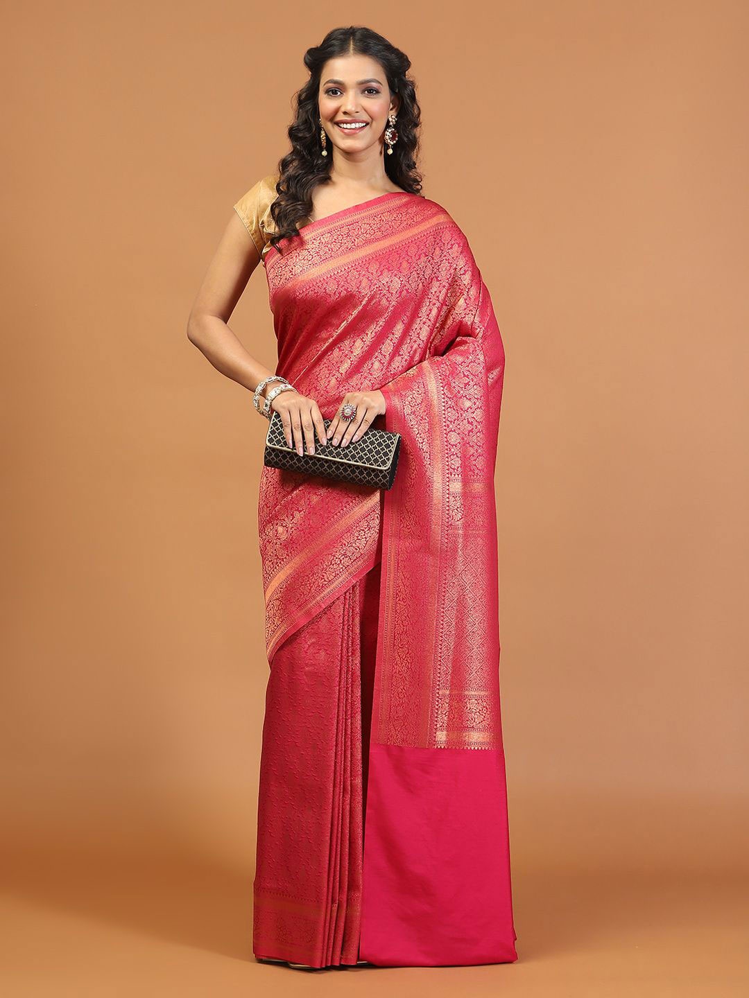 

Meena Bazaar Art Silk Saree, Magenta