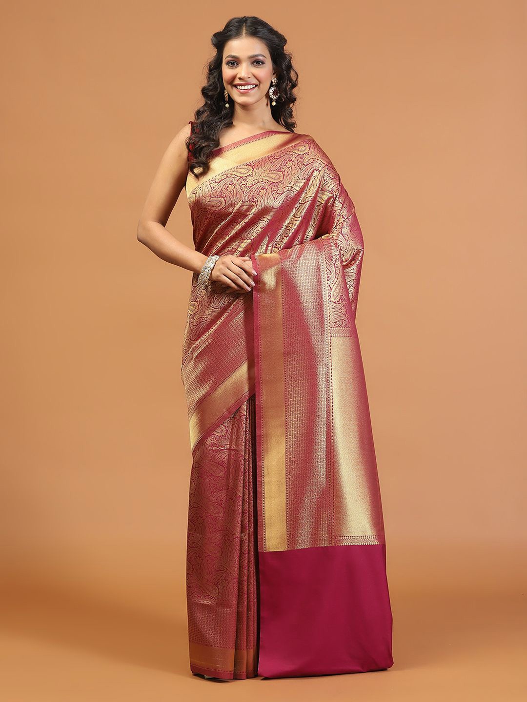 

Meena Bazaar Art Silk Saree, Burgundy