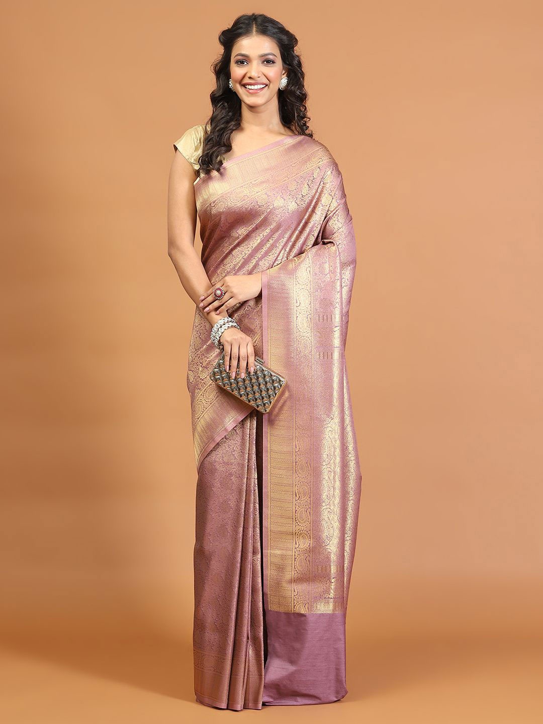 

Meena Bazaar Ethnic Motifs Zari Art Silk Saree, Purple