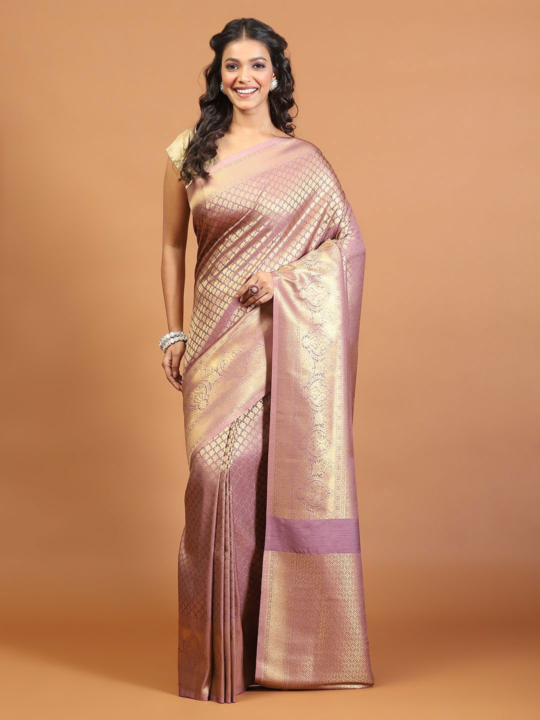 

Meena Bazaar Ethnic Motifs Zari Art Silk Saree, Purple