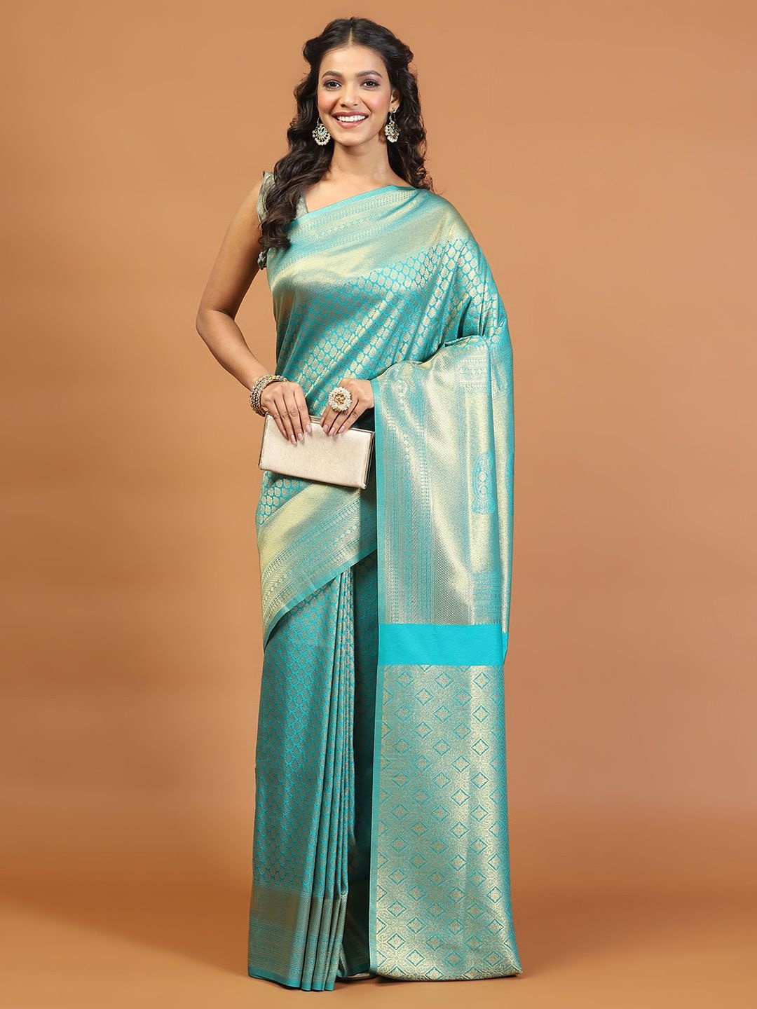 

Meena Bazaar Art Silk Saree, Sea green