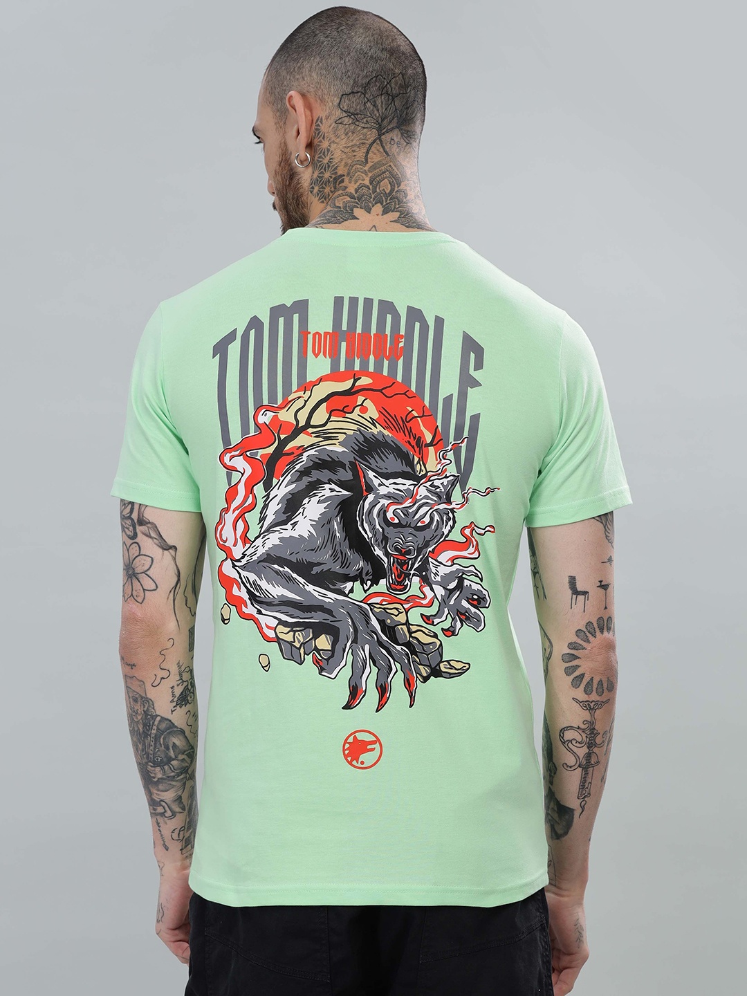 

TOMHIDDLE Men Printed Applique T-shirt, Green