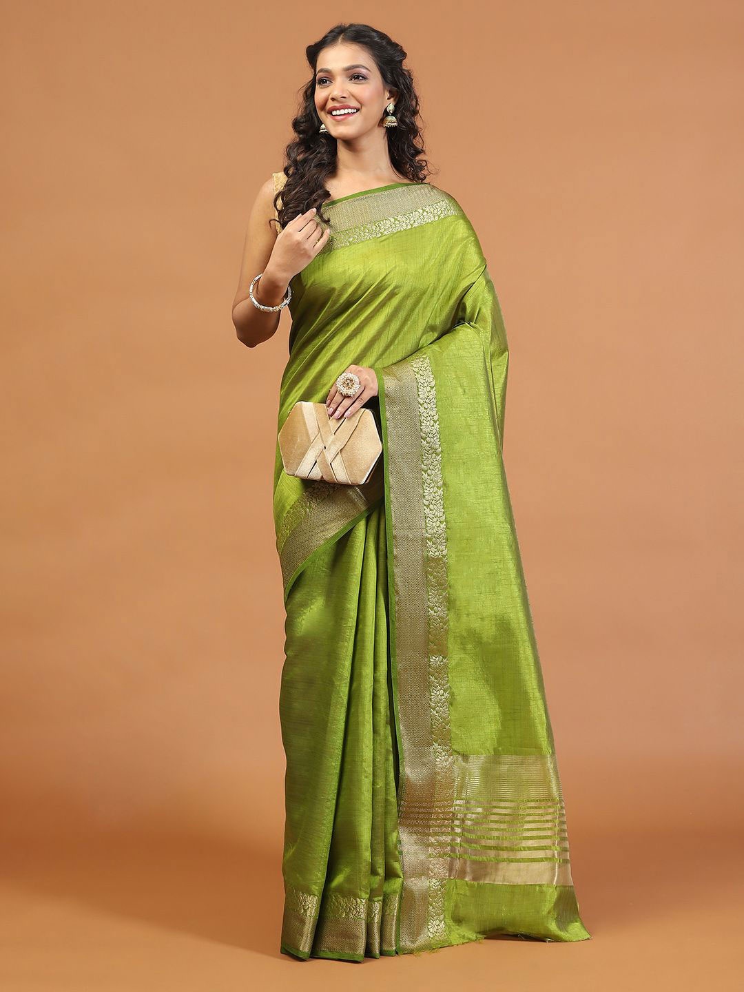 

Meena Bazaar Art Silk Saree, Green