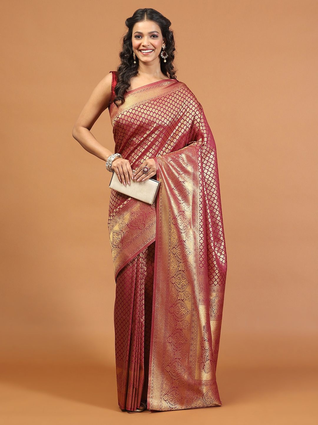 

Meena Bazaar Art Silk Saree, Maroon