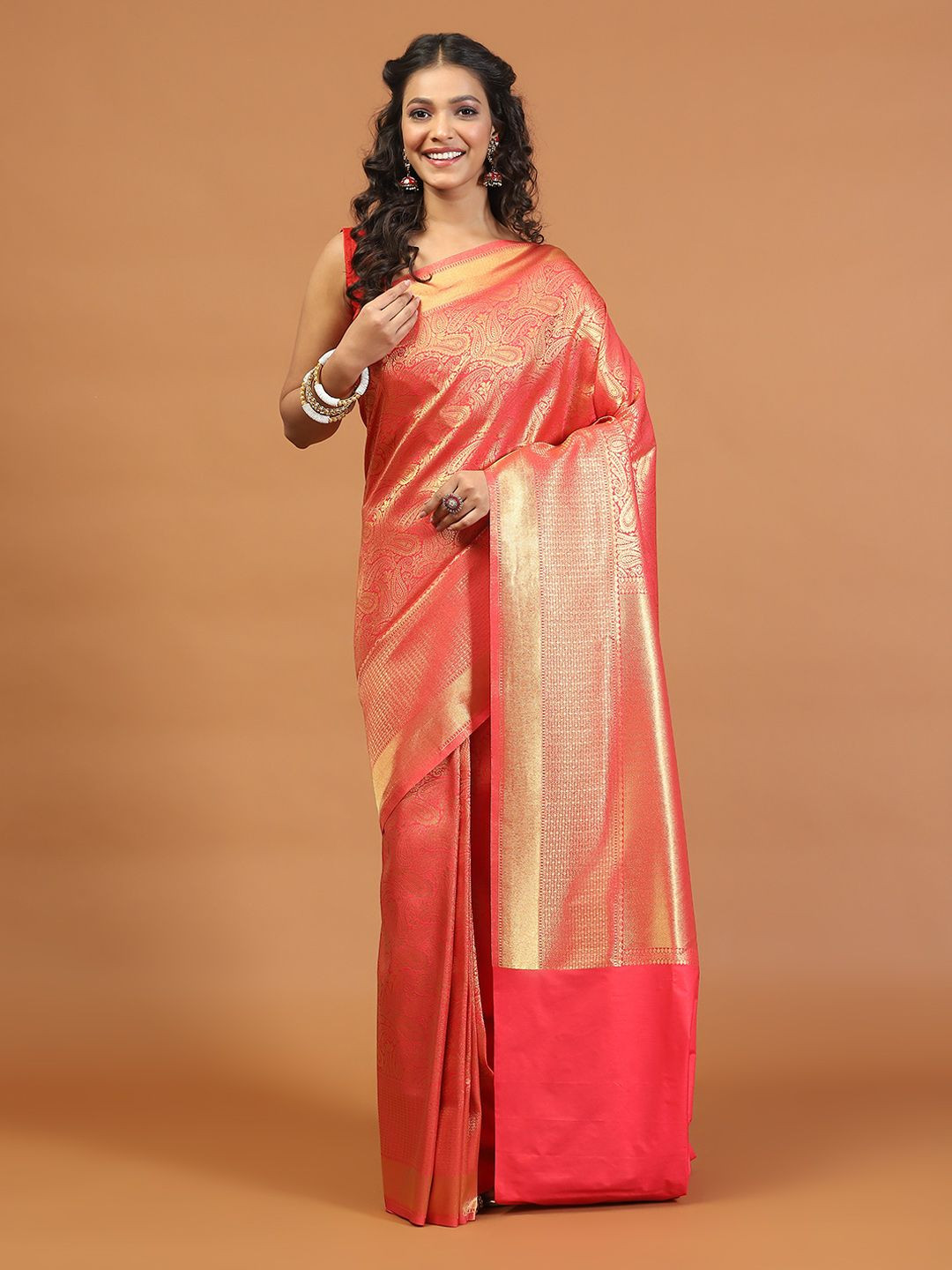 

Meena Bazaar Art Silk Saree, Pink