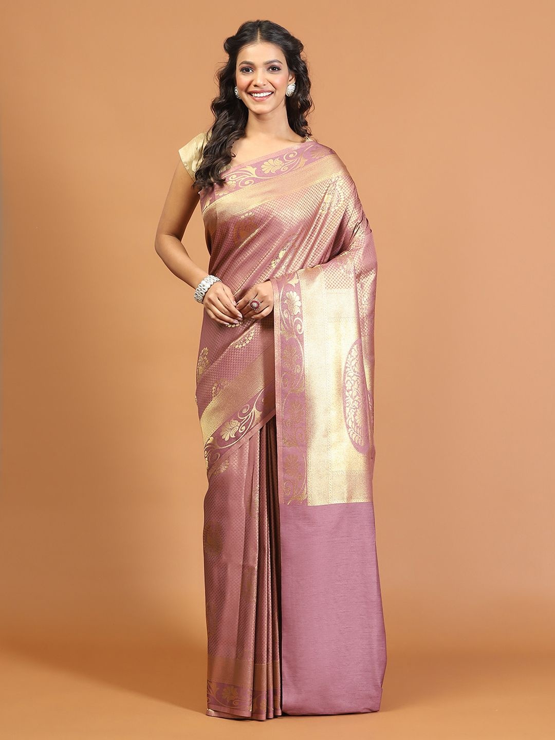 

Meena Bazaar Art Silk Saree, Purple